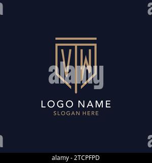 VW initial logo monogram with simple luxury shield icon design inspiration Stock Vector