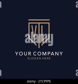 VL initial logo monogram with simple luxury shield icon design inspiration Stock Vector