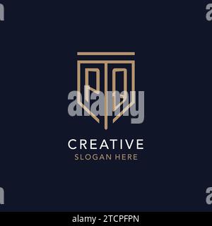 PQ initial logo monogram with simple luxury shield icon design inspiration Stock Vector