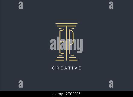 EP initial monogram with pillar shape logo design inspiration Stock Vector