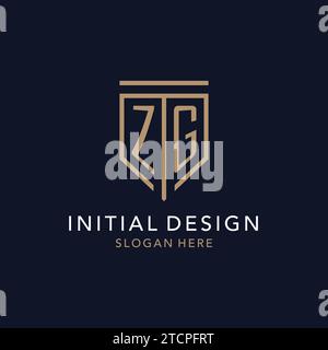 ZG initial logo monogram with simple luxury shield icon design inspiration Stock Vector