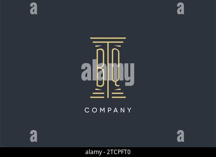 BQ initial monogram with pillar shape logo design inspiration Stock Vector