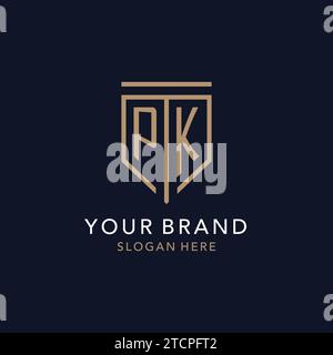 PK initial logo monogram with simple luxury shield icon design inspiration Stock Vector
