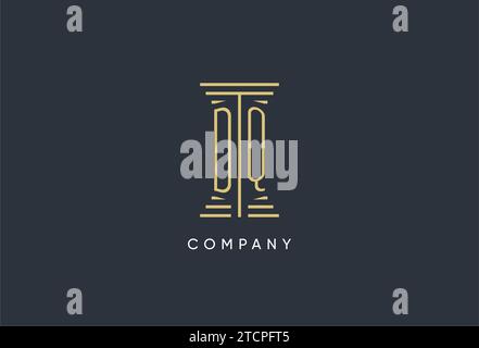 DQ initial monogram with pillar shape logo design inspiration Stock Vector