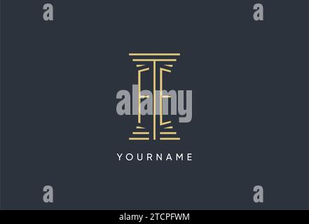 FE initial monogram with pillar shape logo design inspiration Stock Vector