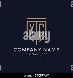 XC initial logo monogram with simple luxury shield icon design inspiration Stock Vector