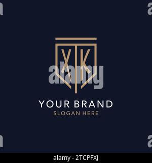 XK initial logo monogram with simple luxury shield icon design inspiration Stock Vector