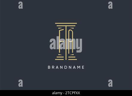 FA initial monogram with pillar shape logo design inspiration Stock Vector