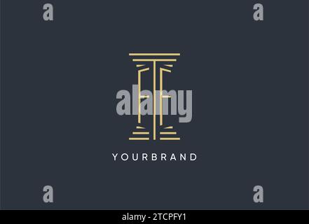 FF initial monogram with pillar shape logo design inspiration Stock Vector