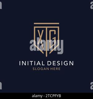 XG initial logo monogram with simple luxury shield icon design inspiration Stock Vector