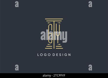 GY initial monogram with pillar shape logo design inspiration Stock Vector