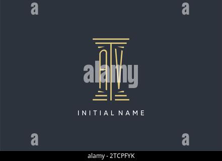 AV initial monogram with pillar shape logo design inspiration Stock Vector