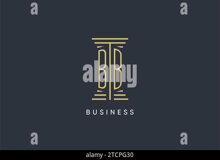 BB initial monogram with pillar shape logo design inspiration Stock Vector