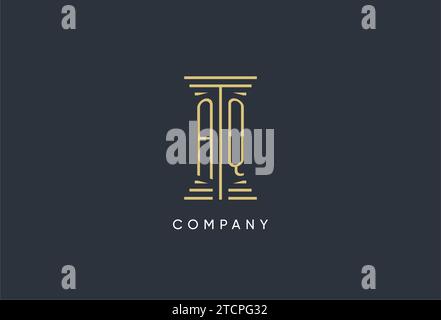 AQ initial monogram with pillar shape logo design inspiration Stock Vector
