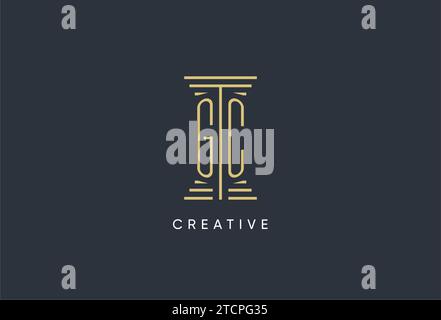 GC initial monogram with pillar shape logo design inspiration Stock Vector