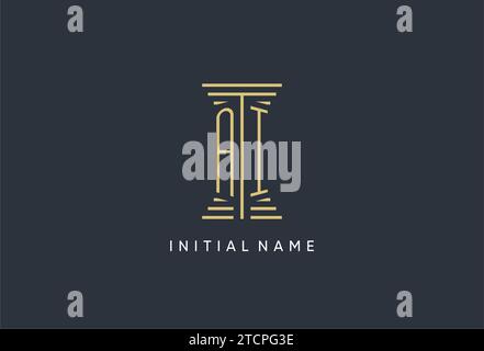 AI initial monogram with pillar shape logo design inspiration Stock Vector