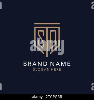 SO initial logo monogram with simple luxury shield icon design inspiration Stock Vector