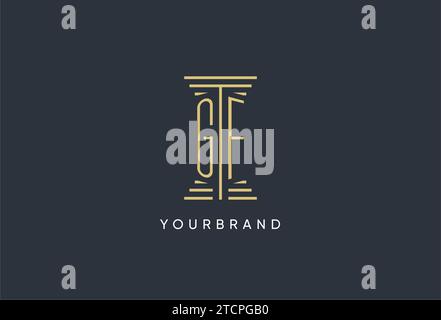 GF initial monogram with pillar shape logo design inspiration Stock Vector