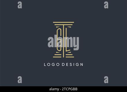 GL initial monogram with pillar shape logo design inspiration Stock Vector