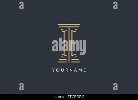 IE initial monogram with pillar shape logo design inspiration Stock Vector