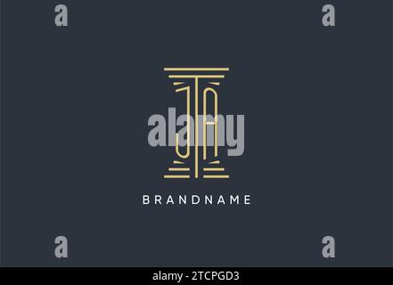 JA initial monogram with pillar shape logo design inspiration Stock Vector