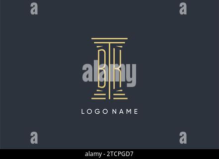 BK initial monogram with pillar shape logo design inspiration Stock Vector
