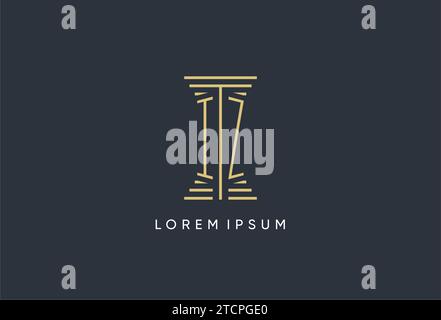 IZ initial monogram with pillar shape logo design inspiration Stock Vector