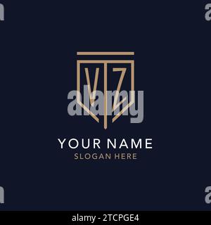 VZ initial logo monogram with simple luxury shield icon design inspiration Stock Vector
