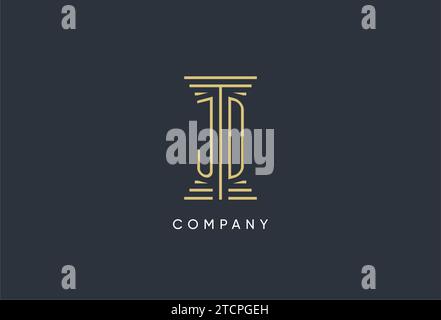 JD initial monogram with pillar shape logo design inspiration Stock Vector