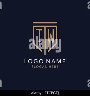 TW initial logo monogram with simple luxury shield icon design inspiration Stock Vector