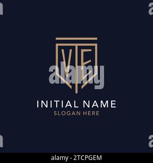 VE initial logo monogram with simple luxury shield icon design inspiration Stock Vector