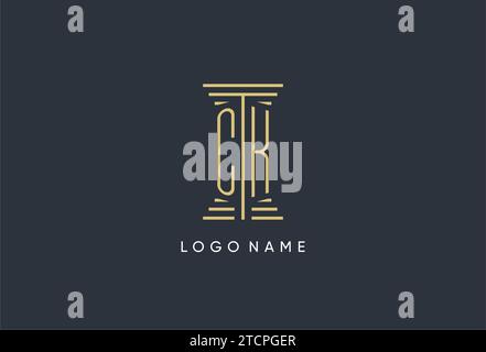 CK initial monogram with pillar shape logo design inspiration Stock Vector