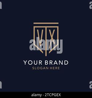 VX initial logo monogram with simple luxury shield icon design inspiration Stock Vector