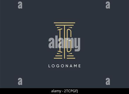 IG initial monogram with pillar shape logo design inspiration Stock Vector
