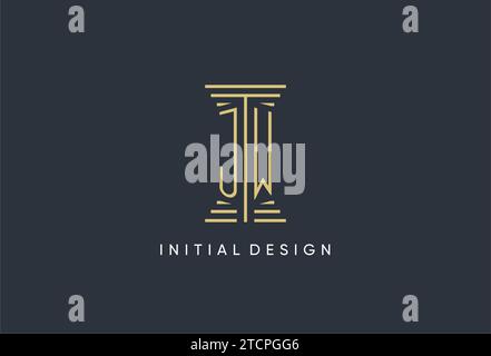 JW initial monogram with pillar shape logo design inspiration Stock Vector