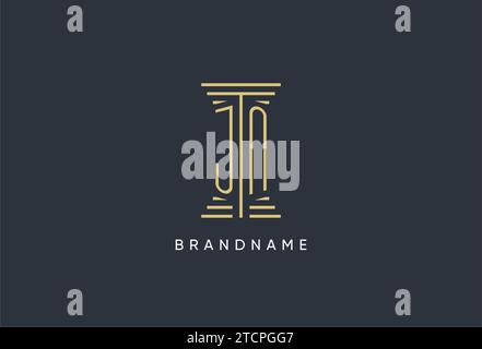 JN initial monogram with pillar shape logo design inspiration Stock Vector