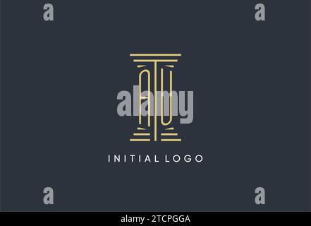 AU initial monogram with pillar shape logo design inspiration Stock Vector