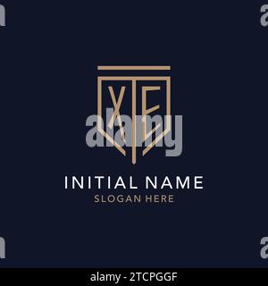 XE initial logo monogram with simple luxury shield icon design inspiration Stock Vector