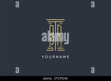 BR initial monogram with pillar shape logo design inspiration Stock Vector