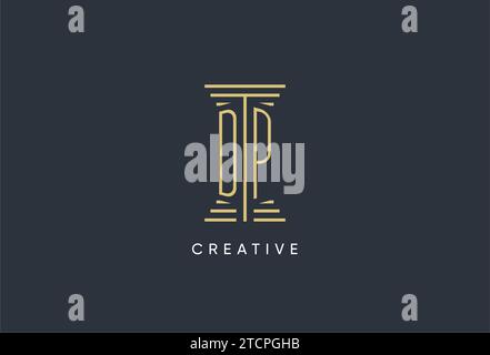 DP initial monogram with pillar shape logo design inspiration Stock Vector
