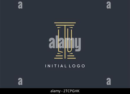 LU initial monogram with pillar shape logo design inspiration Stock Vector