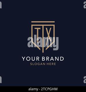 TX initial logo monogram with simple luxury shield icon design inspiration Stock Vector