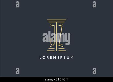 JZ initial monogram with pillar shape logo design inspiration Stock Vector