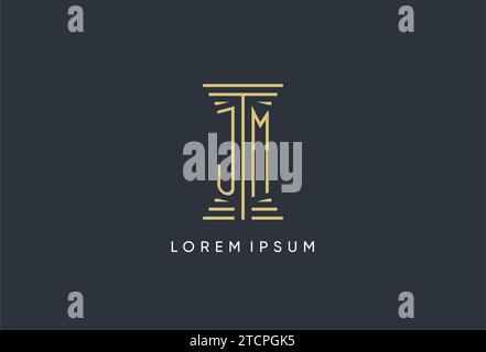 JM initial monogram with pillar shape logo design inspiration Stock Vector