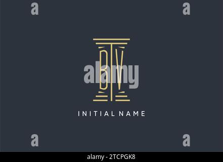 BV initial monogram with pillar shape logo design inspiration Stock Vector