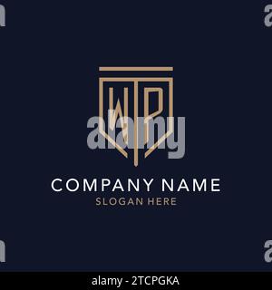 WP initial logo monogram with simple luxury shield icon design inspiration Stock Vector