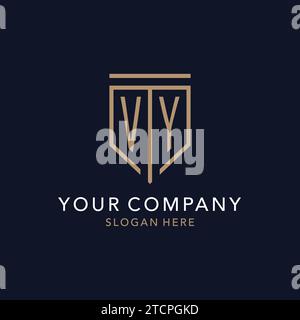 VY initial logo monogram with simple luxury shield icon design inspiration Stock Vector