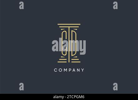 CD initial monogram with pillar shape logo design inspiration Stock Vector