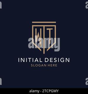 WT initial logo monogram with simple luxury shield icon design inspiration Stock Vector