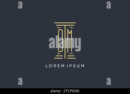 DM initial monogram with pillar shape logo design inspiration Stock Vector